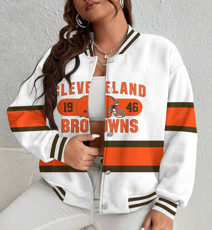 FINAL SALE - NEW CUSTOMIZED NFL29 CLB CLEVELAND BROWNS SATIN VARSITY & BASEBALL JACKET