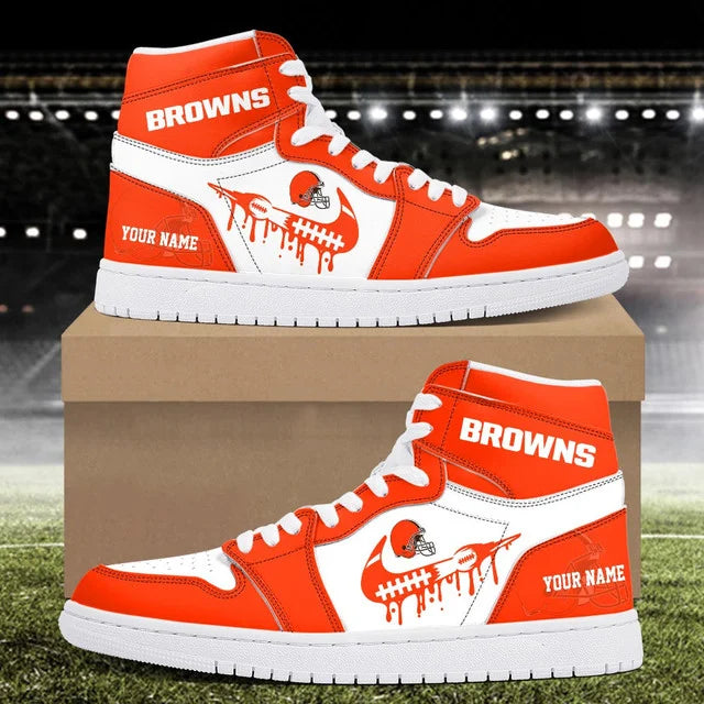 EXCLUSIVE EDITION - NEW CUSTOMIZED NFL29 CLB CLEVELAND BROWNS AIR JORDAN SNEAKERS
