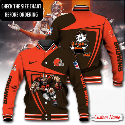 LIMITED EDITION - NEW CUSTOMIZED NFL29 CLB CLEVELAND BROWNS SATIN VARSITY & BASEBALL JACKET