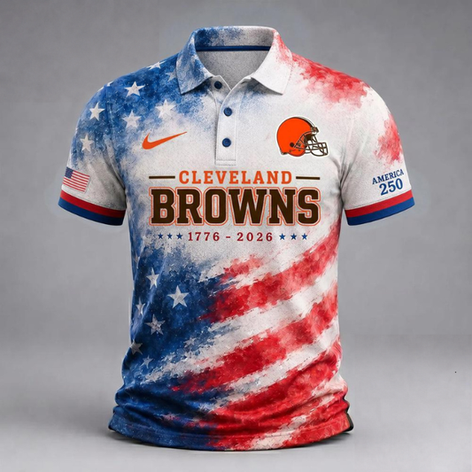 LIMITED EDITION - NEW CUSTOMIZED NFL29 CLB CLEVELAND BROWNS USA 250TH ANNIVERSARY POLO SHIRT, ZIP POLO SHIRT & T-SHIRTS