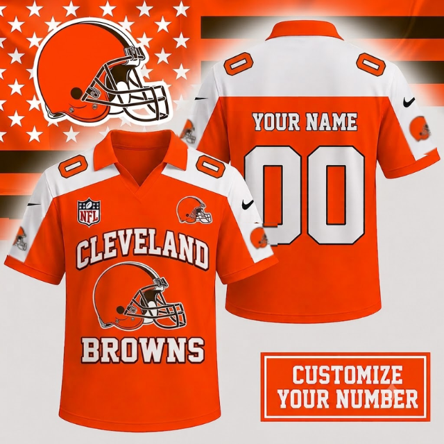 HOT DEAL - NEW CUSTOMIZED NFL29 CLB CLEVELAND BROWNS POLO SHIRT