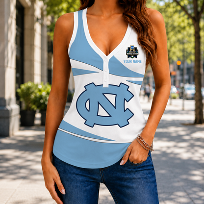 LIMITED EDITION - NEW CUSTOMIZED NCAA CWS29 NTH NORTH CAROLINA TAR HEELS WOMEN'S V-NECK TANK TOP