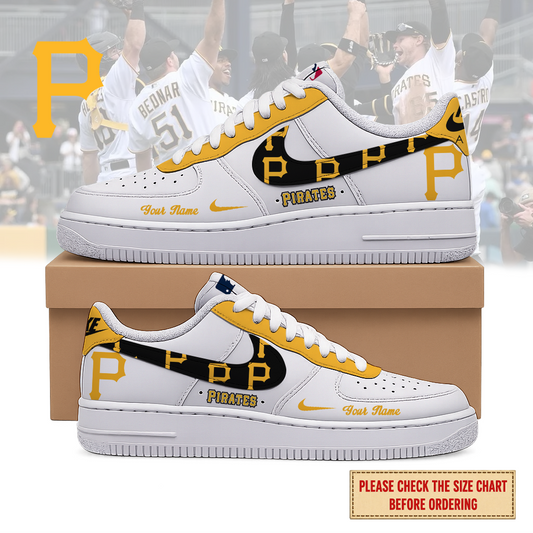 FINAL SALE - NEW CUSTOMIZED MLB29 PHP PITTSBURGH PIRATES AF1 SHOES