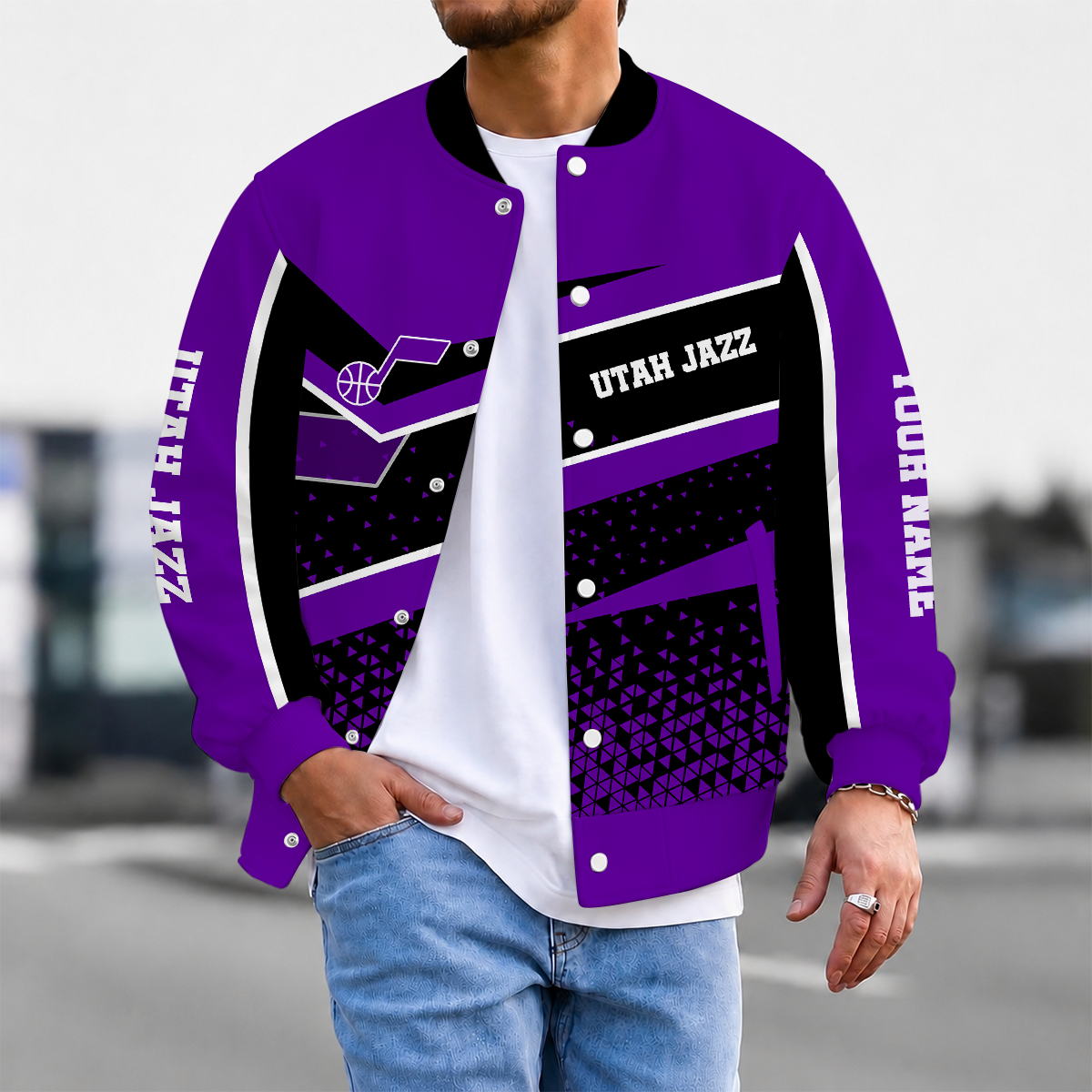 FLASH SALE - NEW CUSTOMIZED NBA29 UJZ UTAH JAZZ BASEBALL JACKET, SATIN VARSITY JACKET