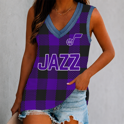 VIRAL EDITION - NEW CUSTOMIZED NBA29 UJZ UTAH JAZZ WOMEN'S V-NECK TANK TOP