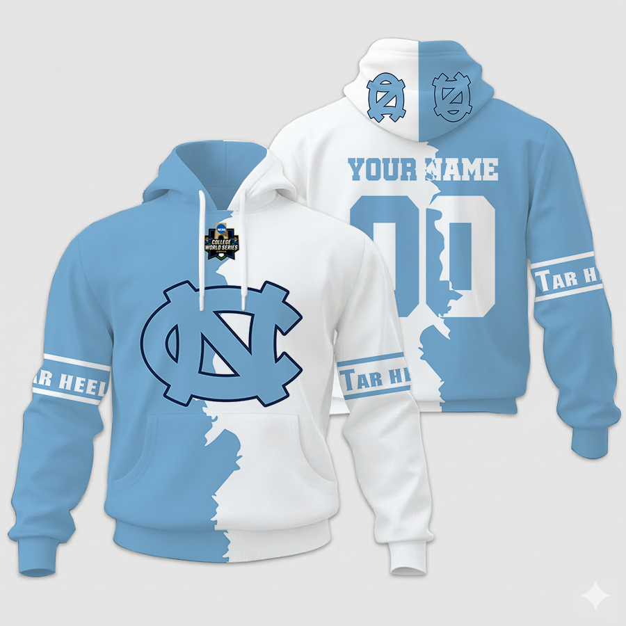MEGA SALE - NEW CUSTOMIZED COLLEGE WORLD SERIES NCAA29 NORTH CAROLINA TAR HEELS UNISEX HOODIE & ZIP HOODIE