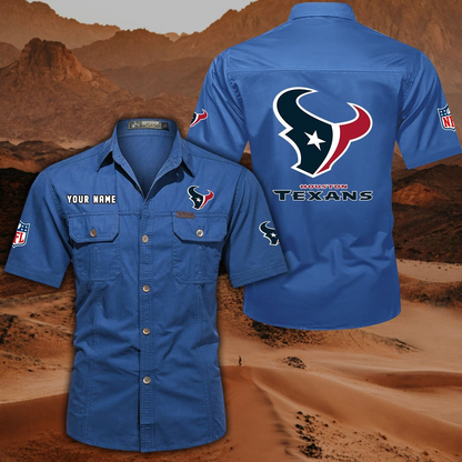 FINAL SALE - NEW CUSTOMIZED NFL15 HTT HOUSTON TEXANS MUTICOLOR MEN'S CARGO SHIRT