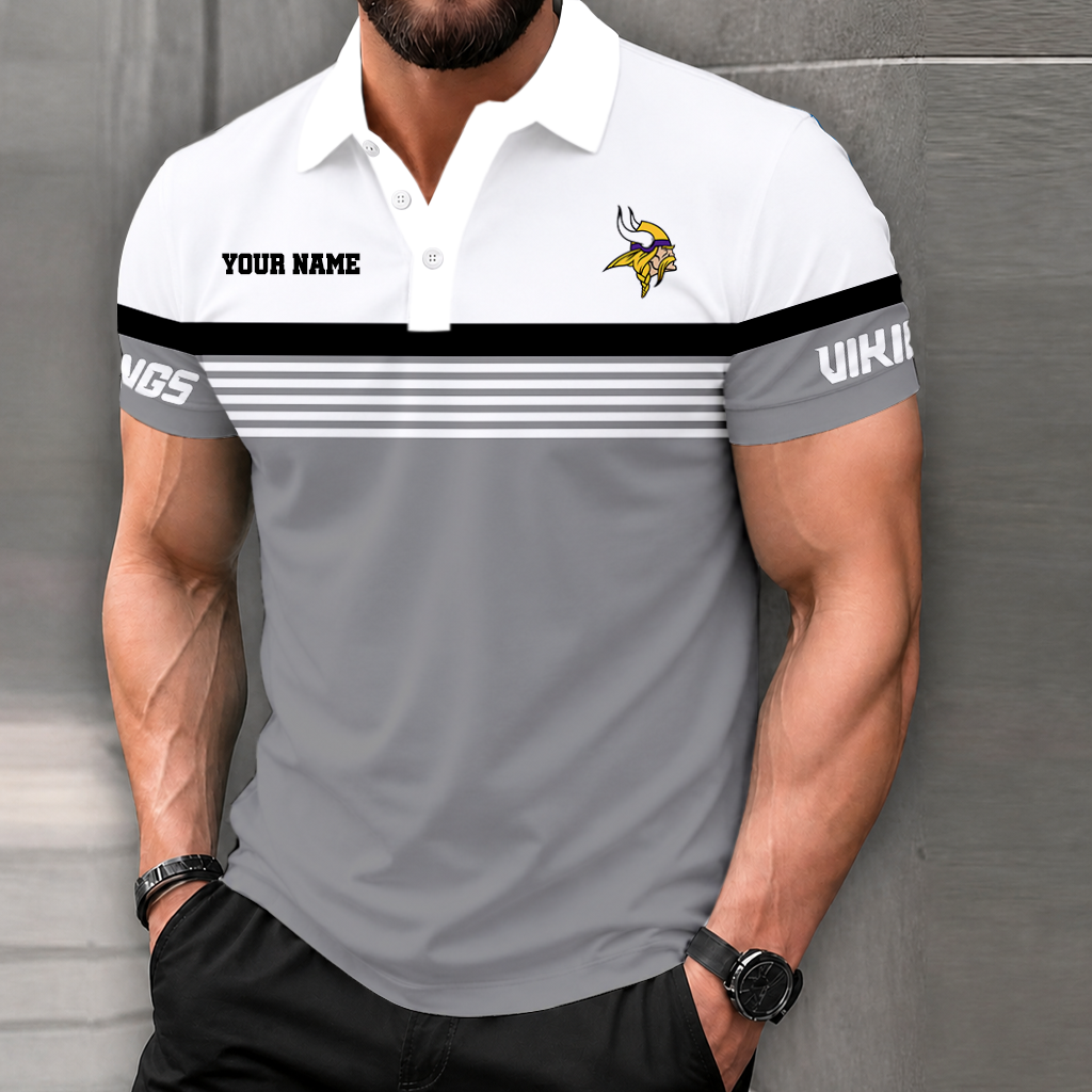 FINAL SALE - NEW CUSTOMIZED NFL05 MVK MINNESOTA VIKINGS POLO SHIRT