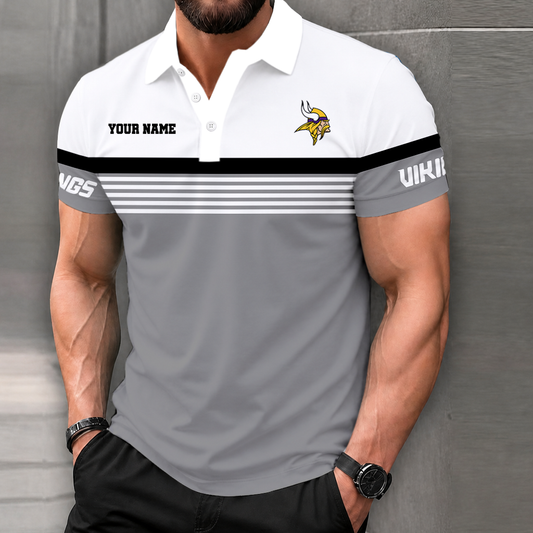 FINAL SALE - NEW CUSTOMIZED NFL05 MVK MINNESOTA VIKINGS POLO SHIRT