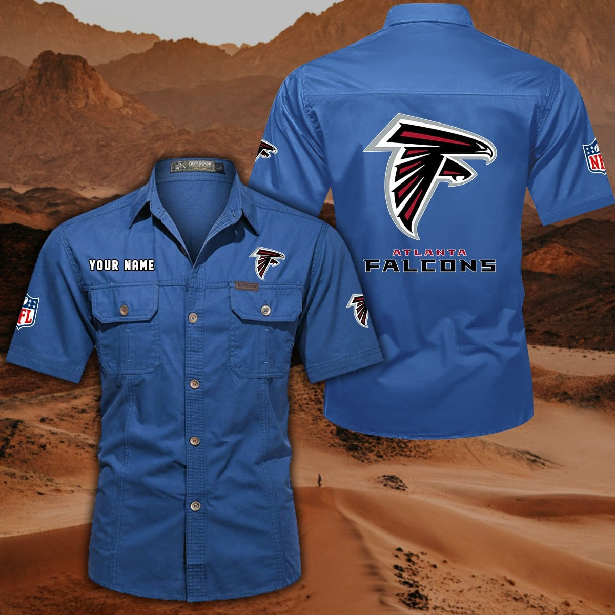 FINAL SALE - NEW CUSTOMIZED NFL18 ATF ATLANTA FALCONS MUTICOLOR MEN'S CARGO SHIRT