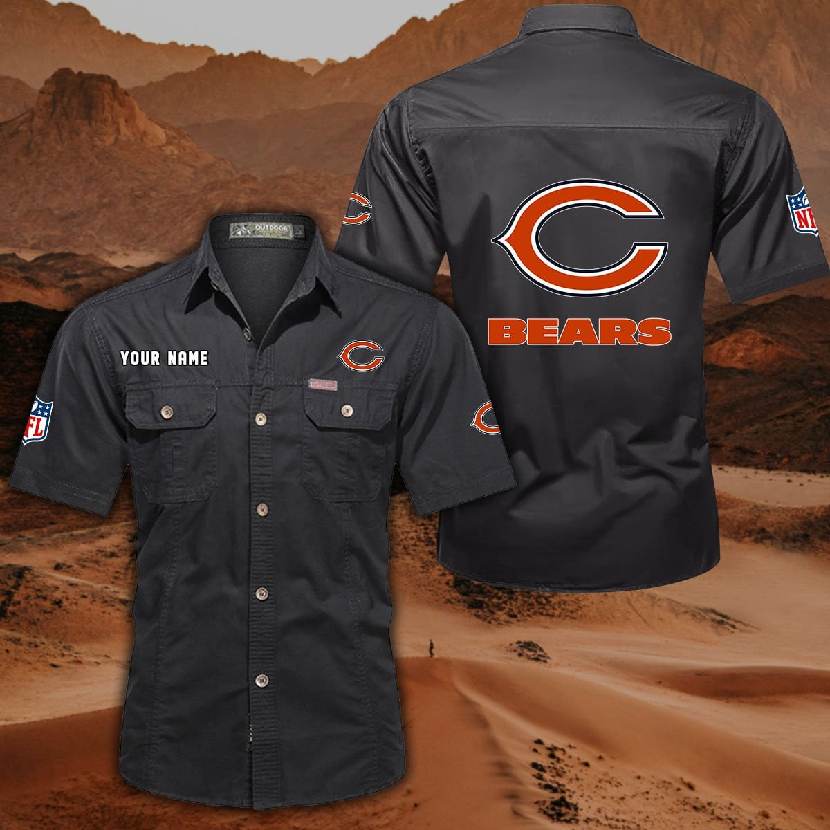FINAL SALE - NEW CUSTOMIZED NFL26 CCB CHICAGO BEARS MUTICOLOR MEN'S CARGO SHIRT