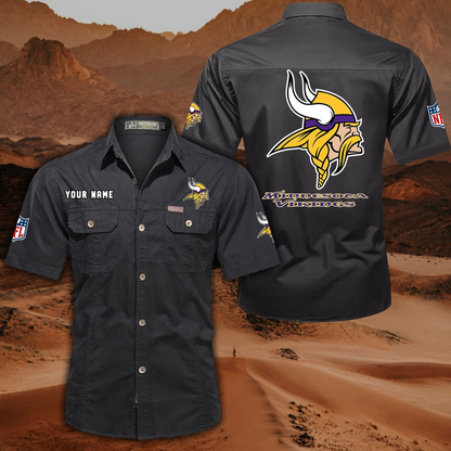 FINAL SALE - NEW CUSTOMIZED NFL05 MVK MINNESOTA VIKINGS MUTICOLOR MEN'S CARGO SHIRT