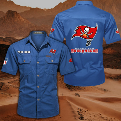 FINAL SALE - NEW CUSTOMIZED NFL10 TBB TAMPA BAY BUCCANEERS MUTICOLOR MEN'S CARGO SHIRT