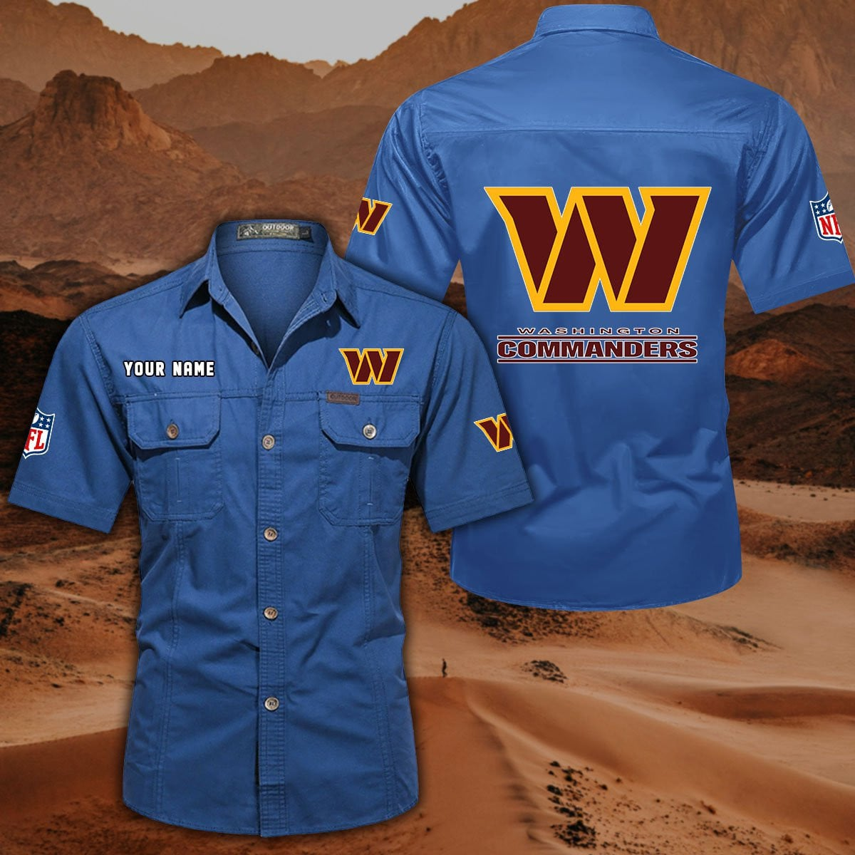 FINAL SALE - NEW CUSTOMIZED NFL12 WTC WASHINGTON COMMANDERS MUTICOLOR MEN'S CARGO SHIRT