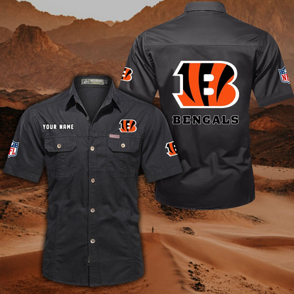 FINAL SALE - NEW CUSTOMIZED NFL16 CCB CINCINNATI BENGALS MUTICOLOR MEN'S CARGO SHIRT