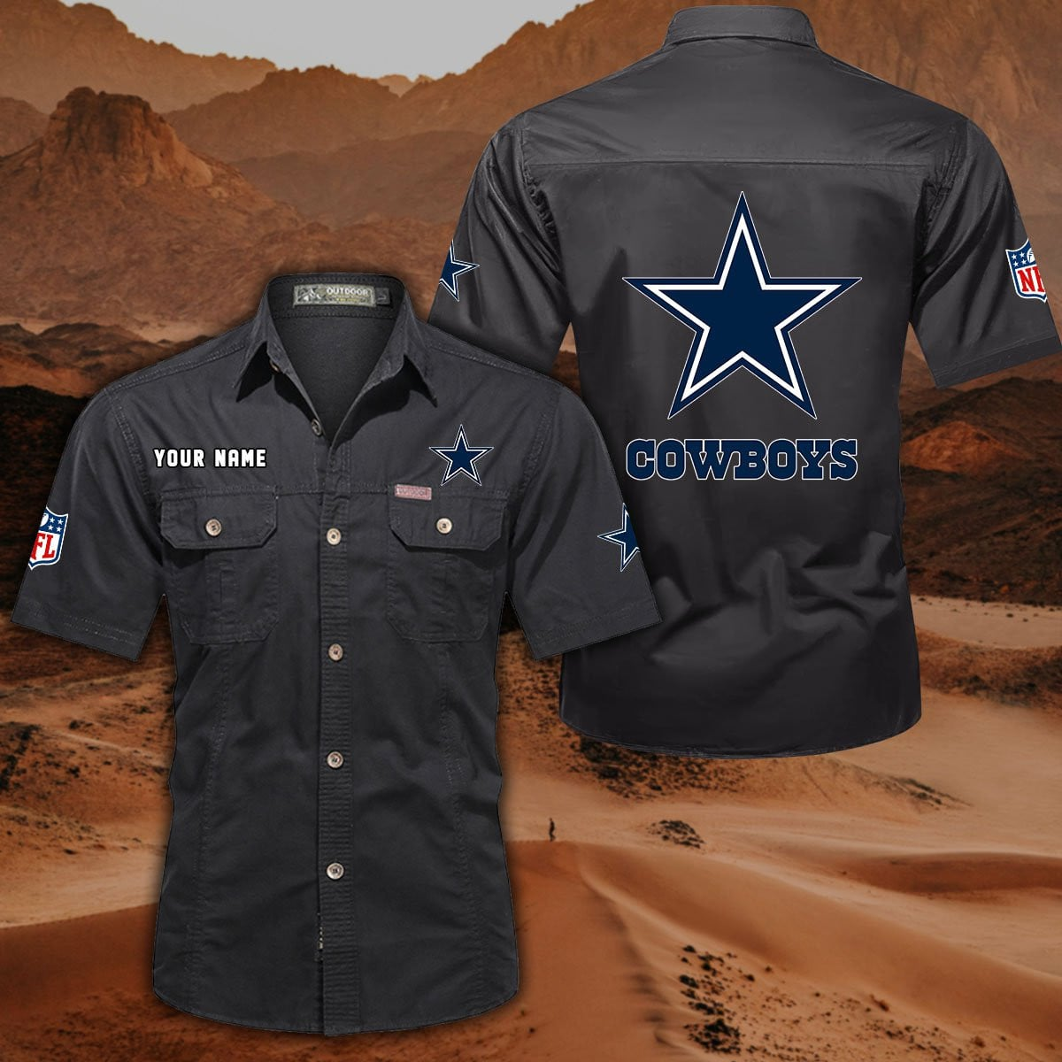 FINAL SALE - NEW CUSTOMIZED NFL21 DCB DALLAS COWBOYS MUTICOLOR MEN'S CARGO SHIRT