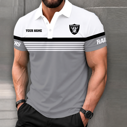 FINAL SALE - NEW CUSTOMIZED NFL07 LVR LAS VEGAS RAIDERS POLO SHIRT