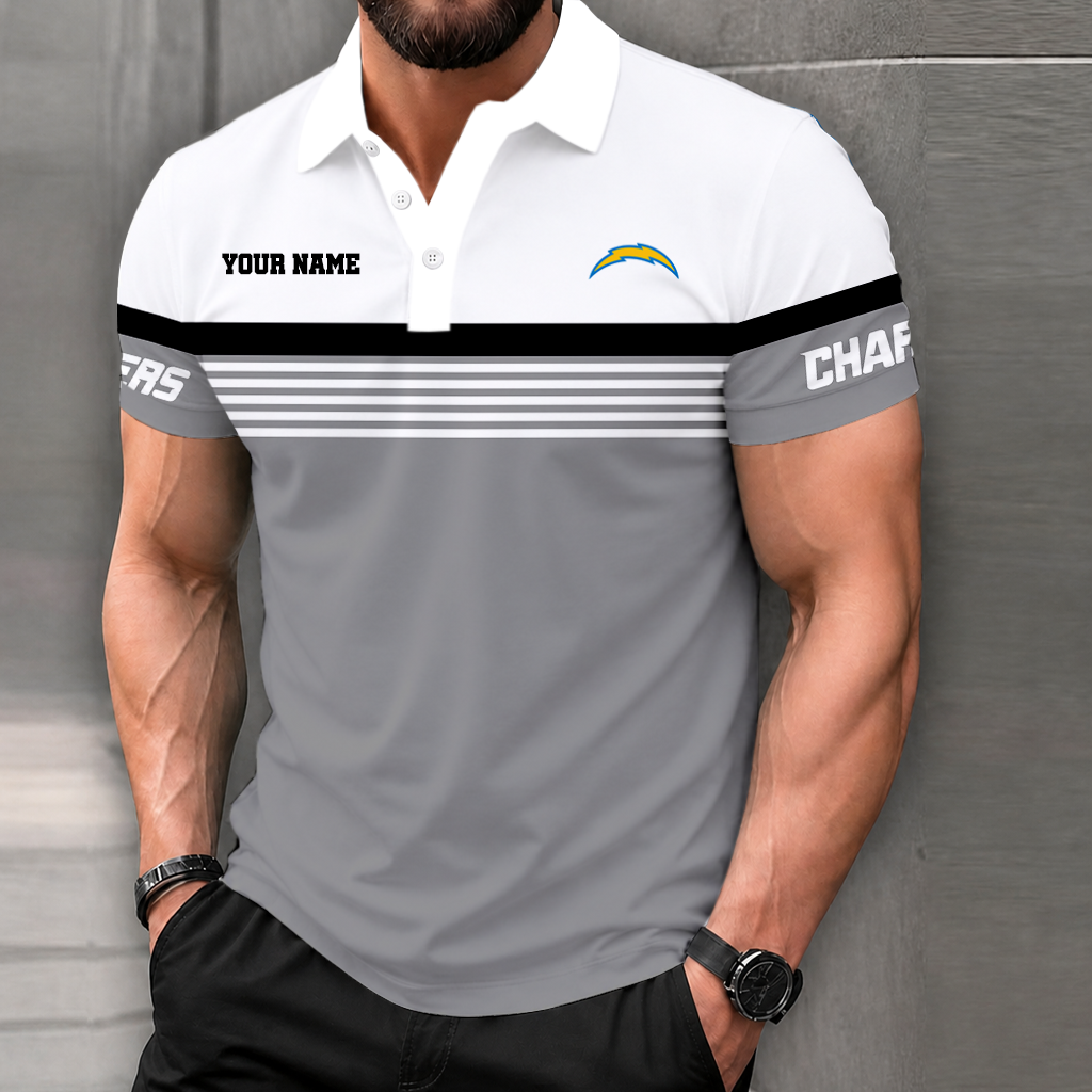 FINAL SALE - NEW CUSTOMIZED NFL09 LAC LOS ANGELES CHARGERS POLO SHIRT
