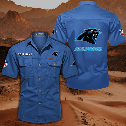 FINAL SALE - NEW CUSTOMIZED NFL23 CLP CAROLINA PANTHERS MUTICOLOR MEN'S CARGO SHIRT
