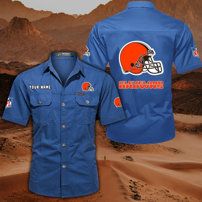 FINAL SALE - NEW CUSTOMIZED NFL29 CLB CLEVELAND BROWNS MUTICOLOR MEN'S CARGO SHIRT