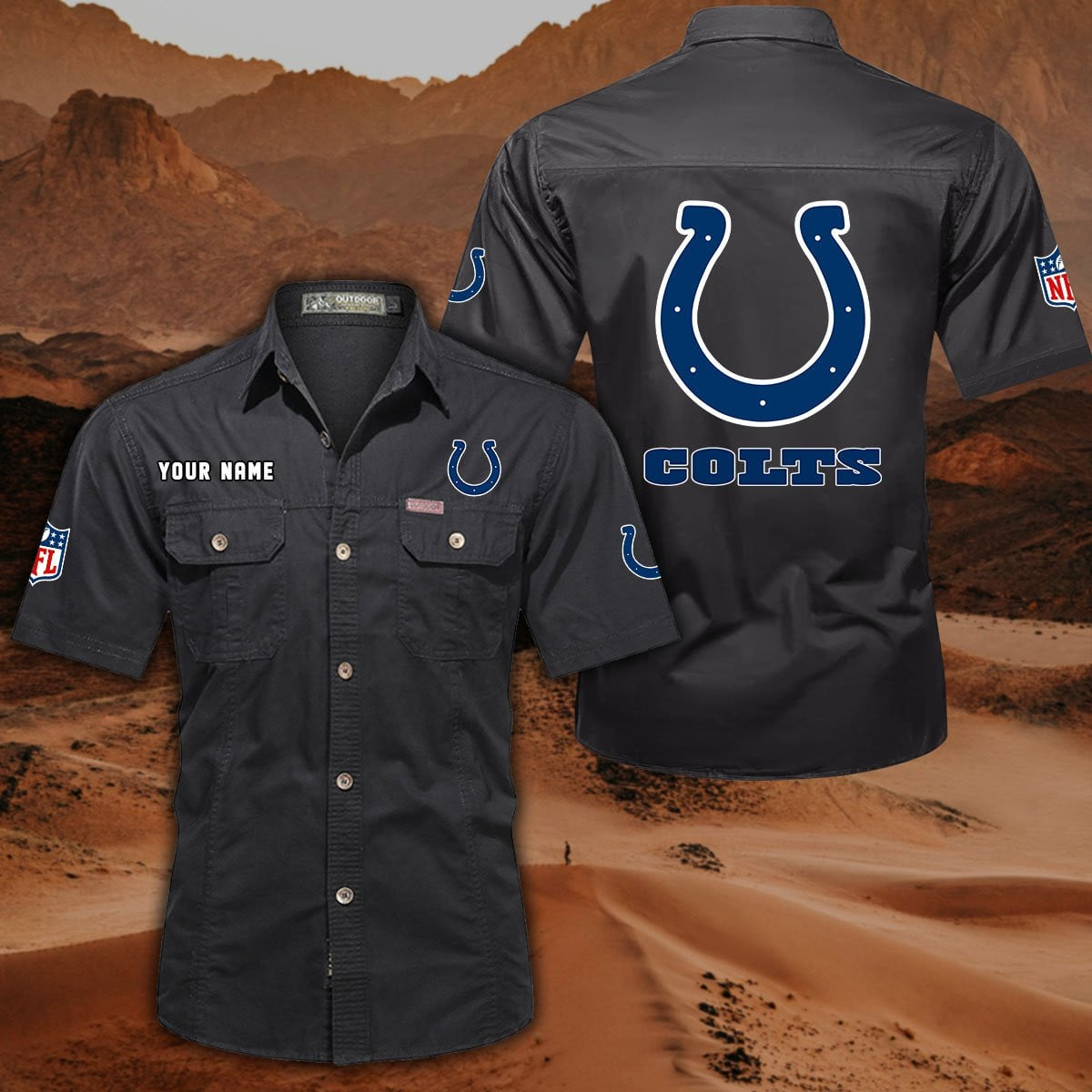 FINAL SALE - NEW CUSTOMIZED NFL17 IDC INDIANAPOLIS COLTS MUTICOLOR MEN'S CARGO SHIRT