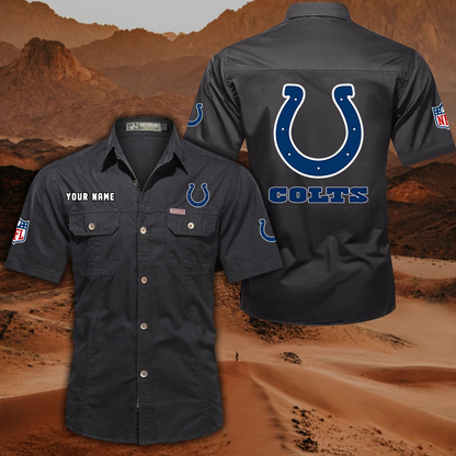 FINAL SALE - NEW CUSTOMIZED NFL17 IDC INDIANAPOLIS COLTS MUTICOLOR MEN'S CARGO SHIRT
