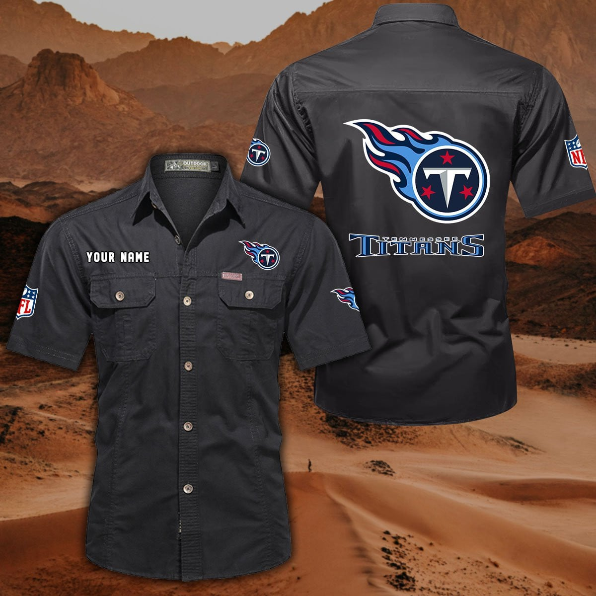 FINAL SALE - NEW CUSTOMIZED NFL31 TST TENNESSEE TITANS MUTICOLOR MEN'S CARGO SHIRT