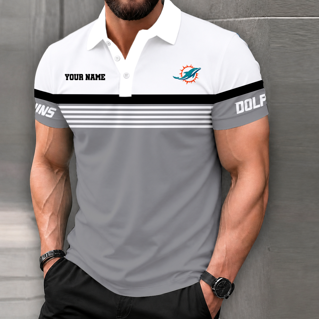 FINAL SALE - NEW CUSTOMIZED NFL19 MDP MIAMI DOLPHINS POLO SHIRT