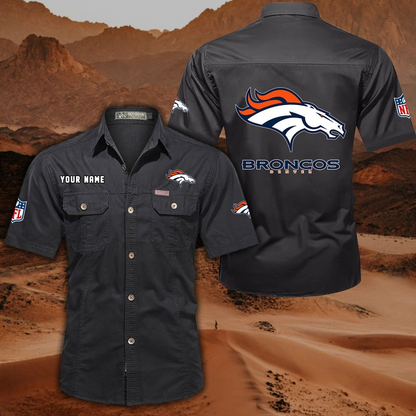 FINAL SALE - NEW CUSTOMIZED NFL13 DVB DENVER BRONCOS MUTICOLOR MEN'S CARGO SHIRT