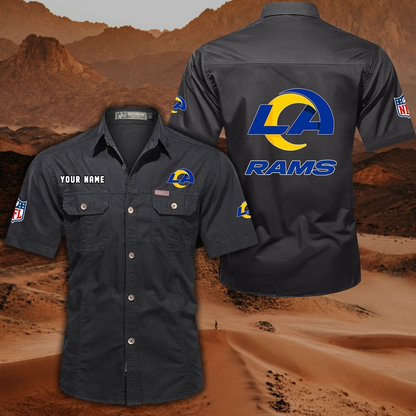 FINAL SALE - NEW CUSTOMIZED NFL22 LAR LOS ANGELES RAMS MUTICOLOR MEN'S CARGO SHIRT