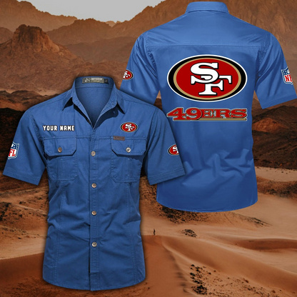 FINAL SALE - NEW CUSTOMIZED NFL11 SF49 SAN FRANCISCO 49ERS MUTICOLOR MEN'S CARGO SHIRT
