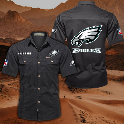 FINAL SALE - NEW CUSTOMIZED NFL02 PPE PHILADELPHIA EAGLES MUTICOLOR MEN'S CARGO SHIRT