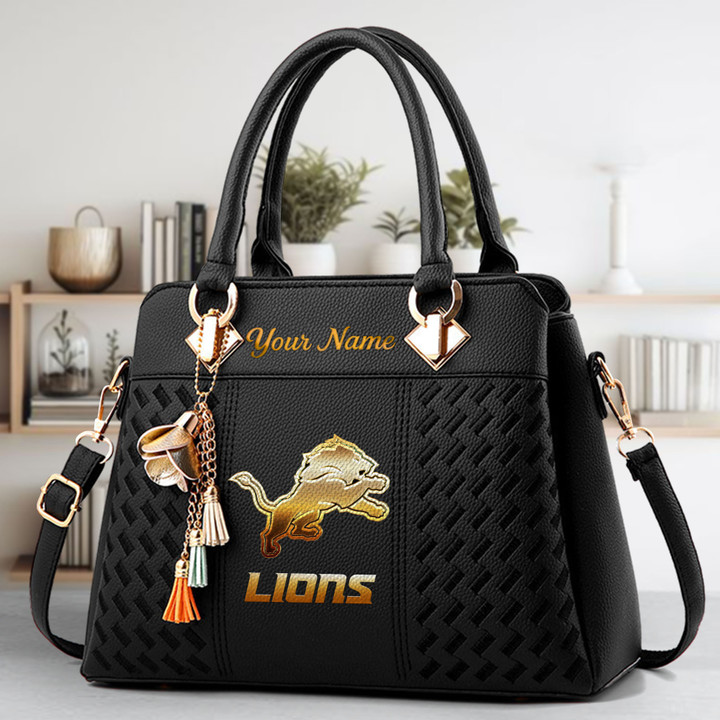 LIMITED EDITION - NEW CUSTOMIZED NFL04 DTL DETROIT LIONS LUXURY HANDBAG IN MULTIPLE COLORS