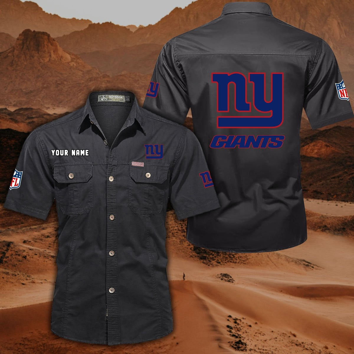FINAL SALE - NEW CUSTOMIZED NFL32 NYG NEW YORK GIANTS MUTICOLOR MEN'S CARGO SHIRT