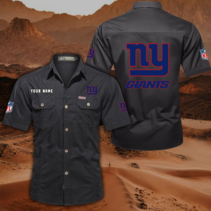 FINAL SALE - NEW CUSTOMIZED NFL32 NYG NEW YORK GIANTS MUTICOLOR MEN'S CARGO SHIRT