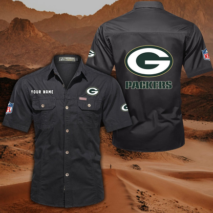 FINAL SALE - NEW CUSTOMIZED NFL08 GBP GREEN BAY PACKERS MUTICOLOR MEN'S CARGO SHIRT