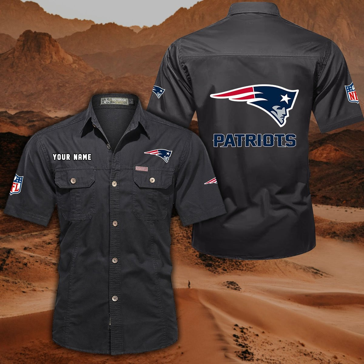 FINAL SALE - NEW CUSTOMIZED NFL27 NEP NEW ENGLAND PATRIOTS MUTICOLOR MEN'S CARGO SHIRT