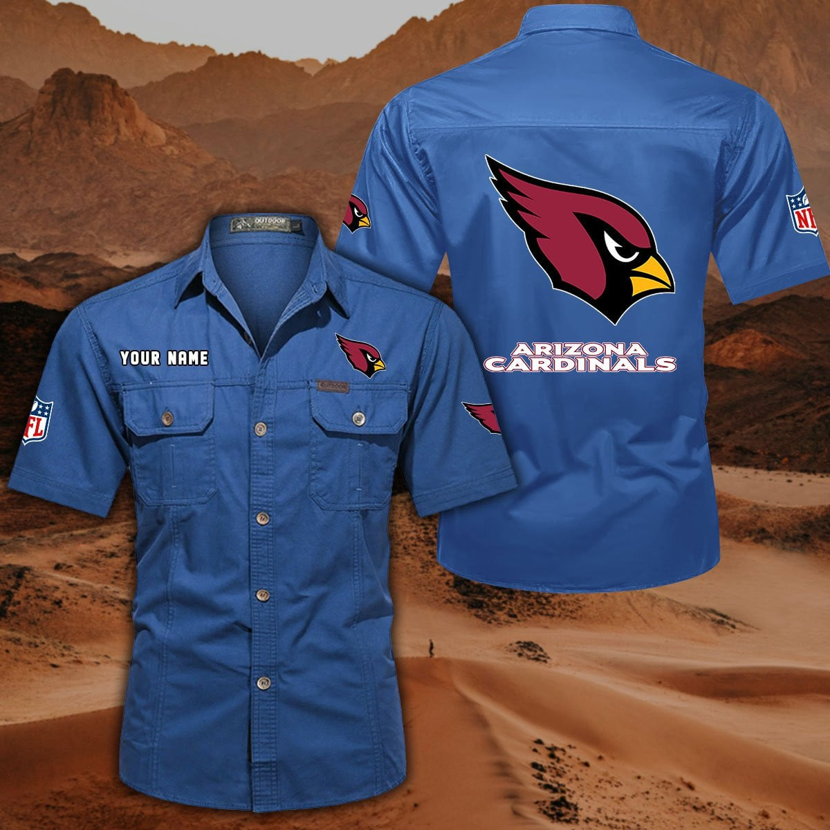 FINAL SALE - NEW CUSTOMIZED NFL20 ARC ARIZONA CARDINALS MUTICOLOR MEN'S CARGO SHIRT