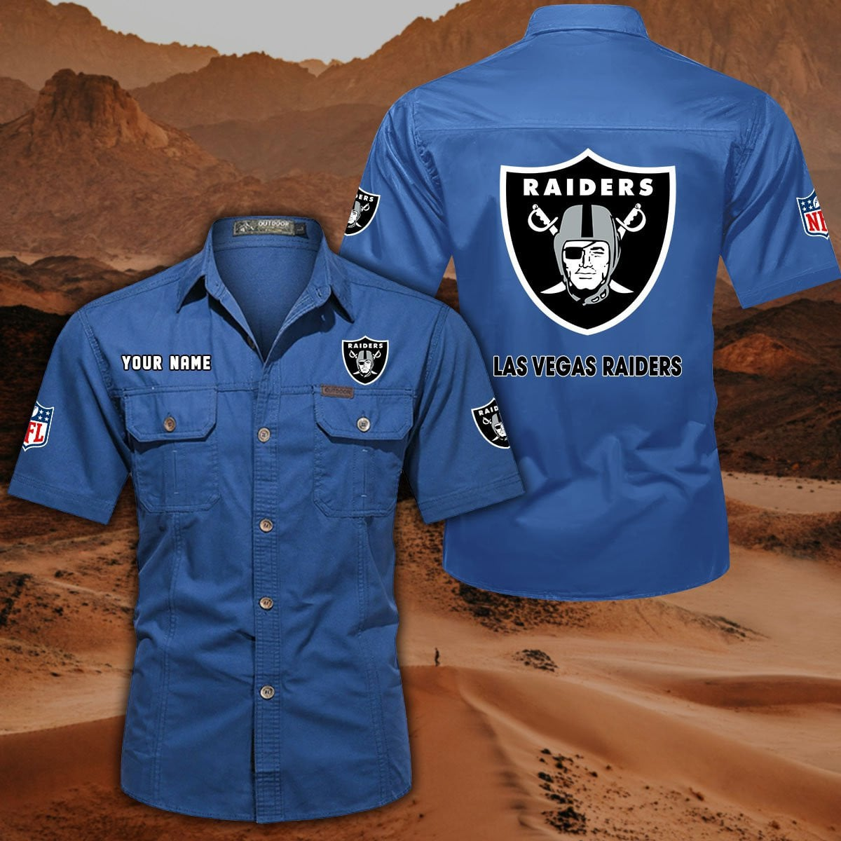 FINAL SALE - NEW CUSTOMIZED NFL07 LVR LAS VEGAS RAIDERS MUTICOLOR MEN'S CARGO SHIRT