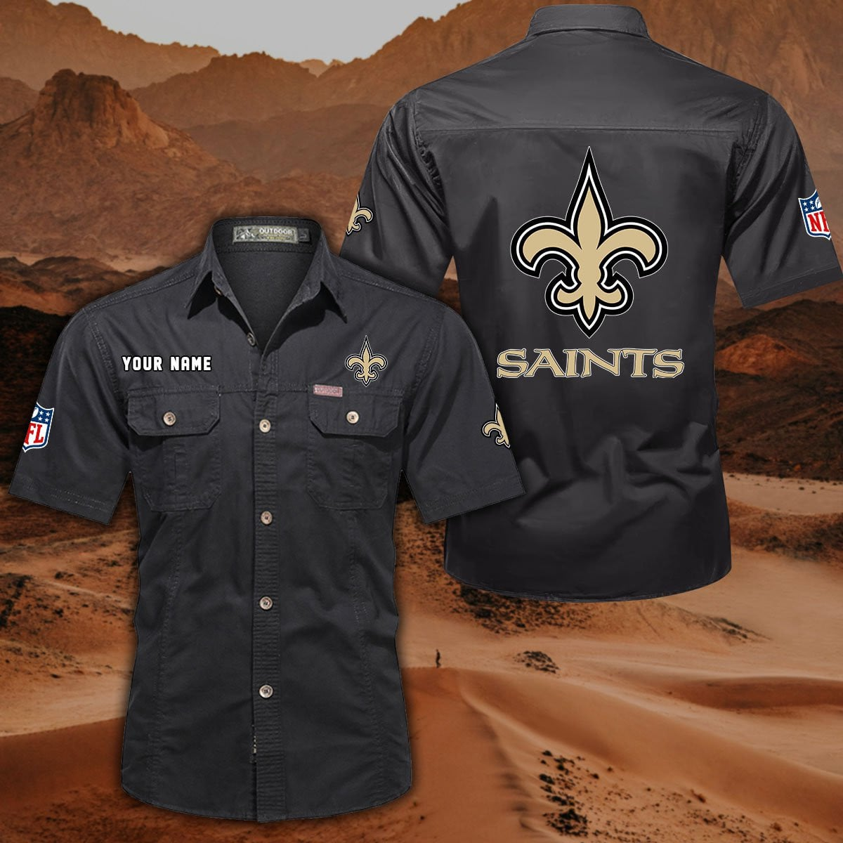 FINAL SALE - NEW CUSTOMIZED NFL24 NOS NEW ORLEANS SAINTS MUTICOLOR MEN'S CARGO SHIRT