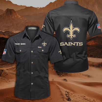 FINAL SALE - NEW CUSTOMIZED NFL24 NOS NEW ORLEANS SAINTS MUTICOLOR MEN'S CARGO SHIRT