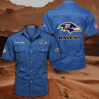FINAL SALE - NEW CUSTOMIZED NFL28 BTR BALTIMORE RAVENS MUTICOLOR MEN'S CARGO SHIRT