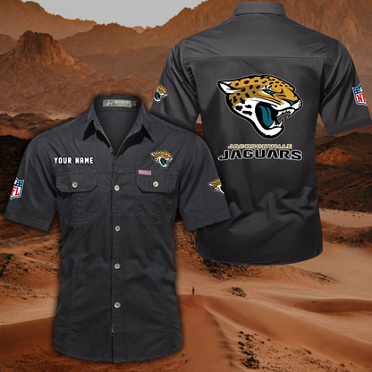 FINAL SALE - NEW CUSTOMIZED NFL30 JSJ JACKSONVILLE JAGUARS MUTICOLOR MEN'S CARGO SHIRT