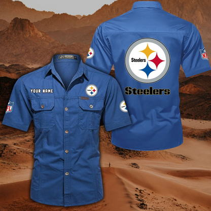 FINAL SALE - NEW CUSTOMIZED NFL14 PSB PITTSBURGH STEELERS MUTICOLOR MEN'S CARGO SHIRT