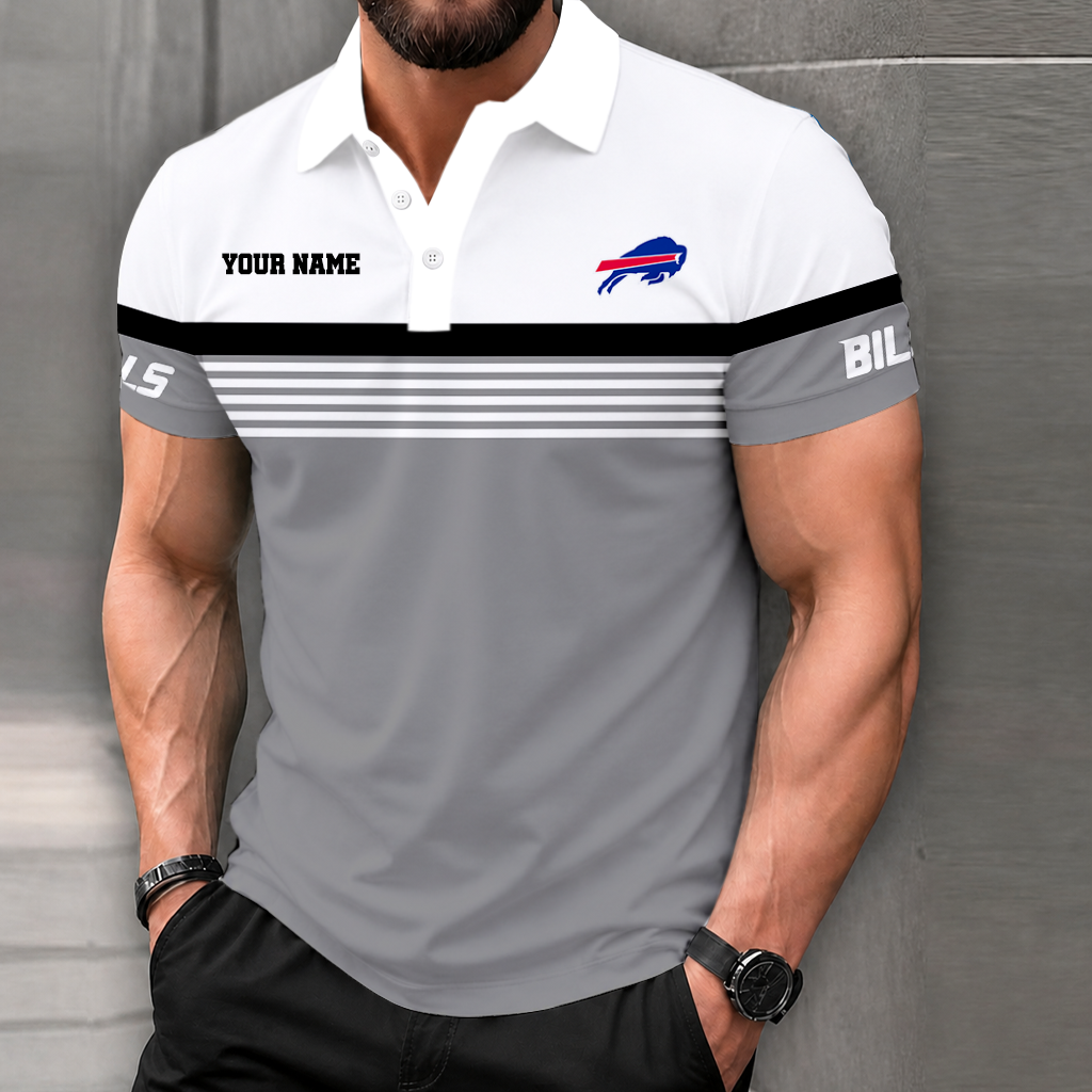 FINAL SALE - NEW CUSTOMIZED NFL03 BFB BUFFALO BILLS POLO SHIRT