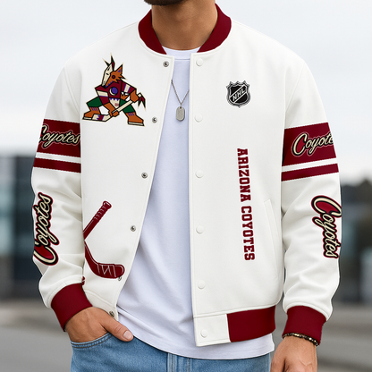 LIMITED EDITION - NEW CUSTOMIZED NHL30 AZC AZ COYOTES BASEBALL JACKET, SATIN VARSITY JACKET