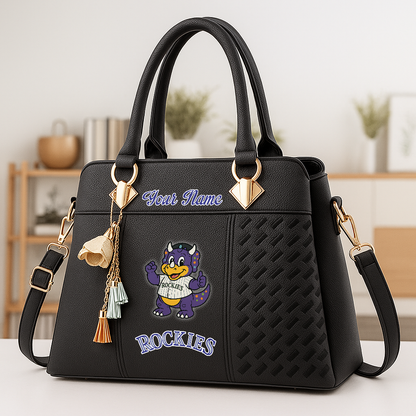 LIMITED EDITION - NEW CUSTOMIZED MLB30 COR CL ROCKIES ZIP HANDBAG MULTICOLOR