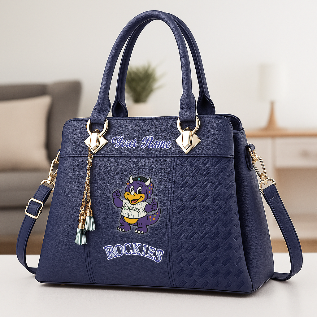LIMITED EDITION - NEW CUSTOMIZED MLB30 COR CL ROCKIES ZIP HANDBAG MULTICOLOR