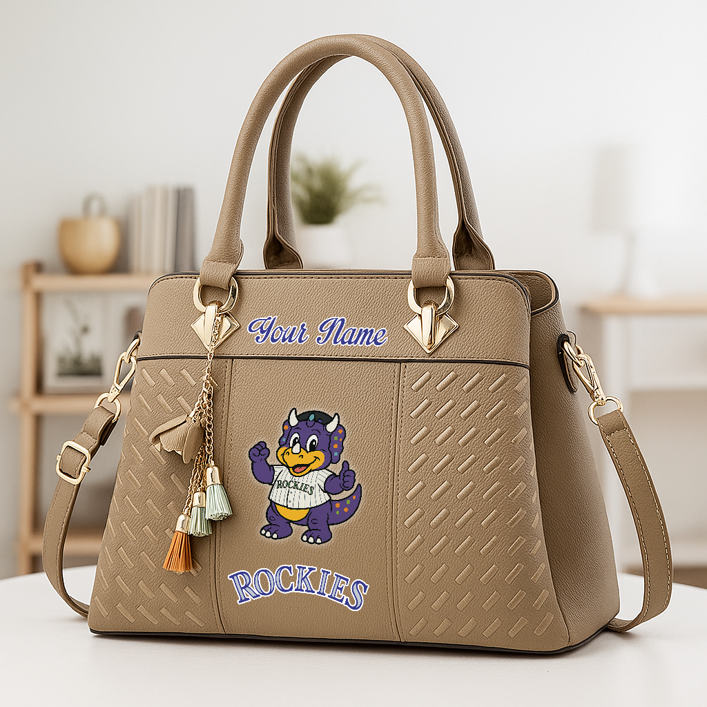 LIMITED EDITION - NEW CUSTOMIZED MLB30 COR CL ROCKIES ZIP HANDBAG MULTICOLOR