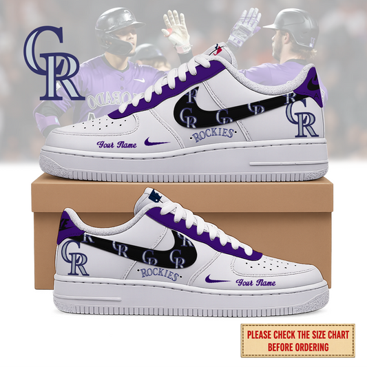 FINAL SALE - NEW CUSTOMIZED MLB30 COR COLORADO ROCKIES AF1 SHOES